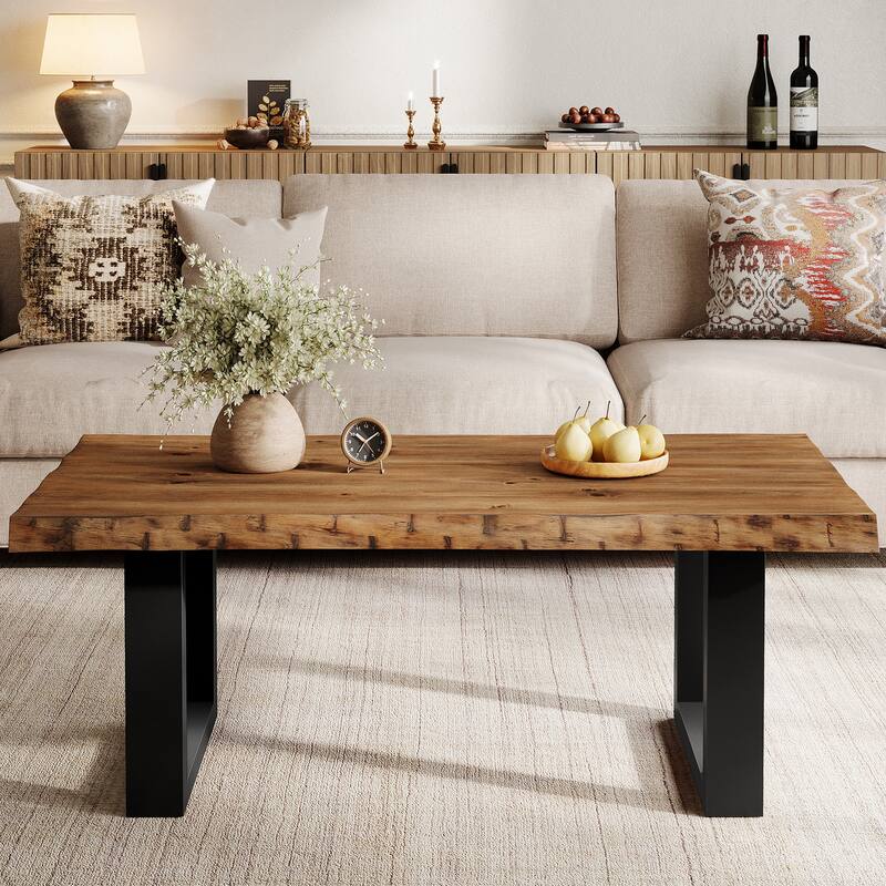 47-inch Solid Wood Coffee Table With Sturdy Metal Base, Easy Assembly (new Zealand Pine) - 47.2" W x 23.6" D x 17.7" H