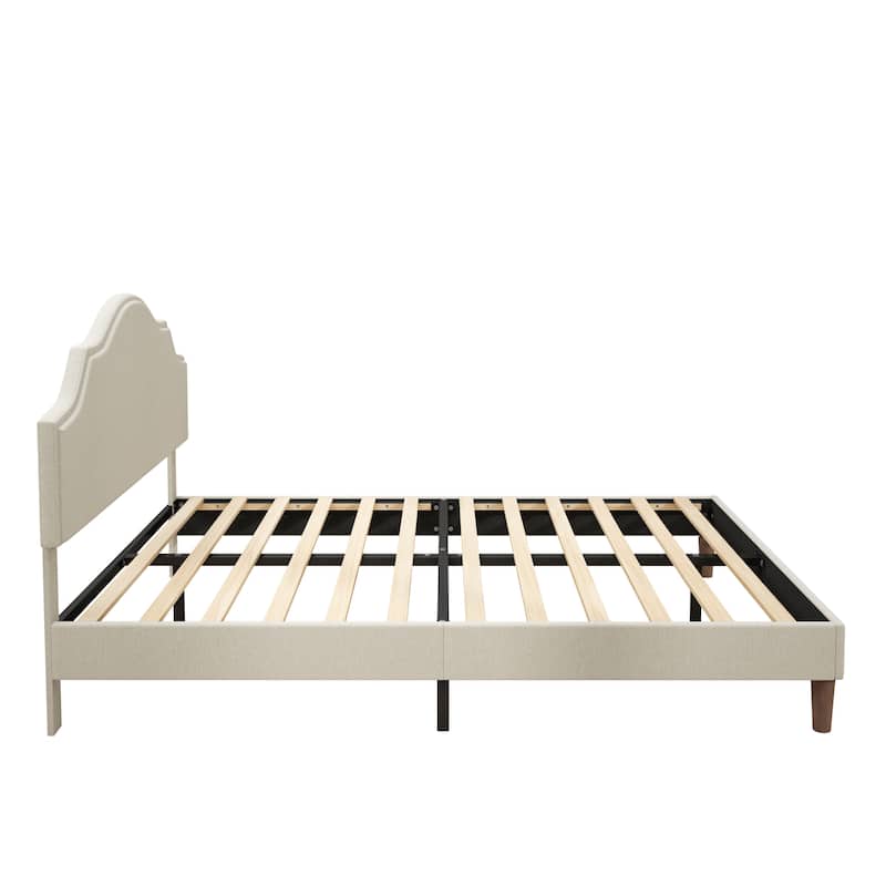 GDFStudio Bed Frame Upholstered Platform Bed with Adjustable Headboard