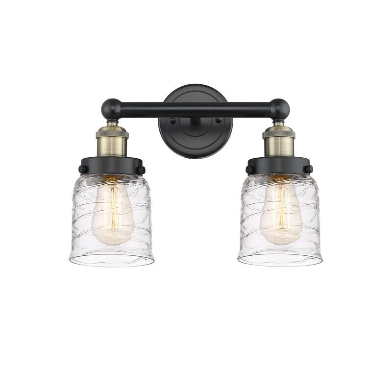 Innovations Lighting 616-2W-10-16 Bell Vanity Bell 2 Light 16" Wide - Black Antique Brass / Clear Deco Swirl