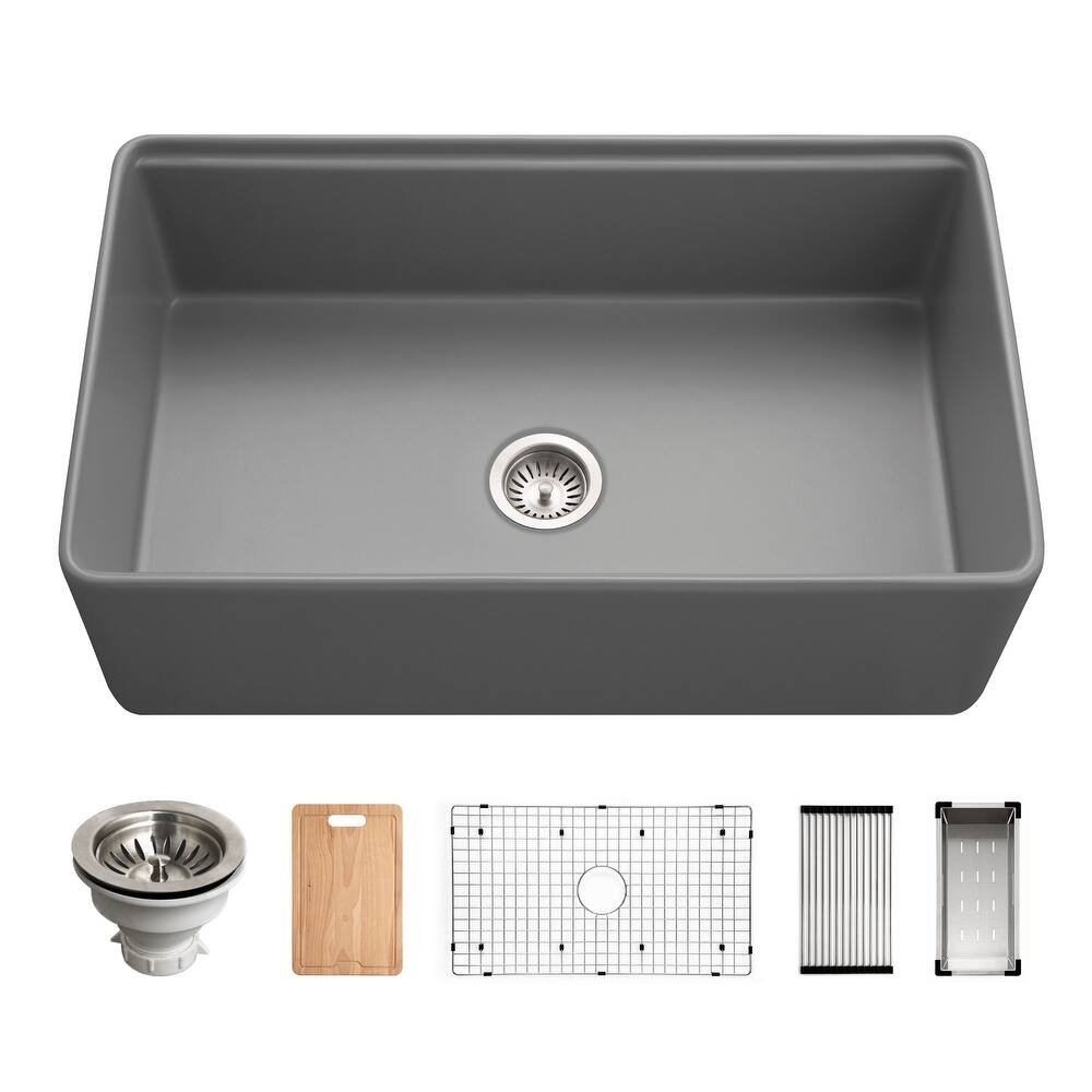 Houzer PTW-3320S Aspire 33" Farmhouse Single Basin Fireclay Kitchen
