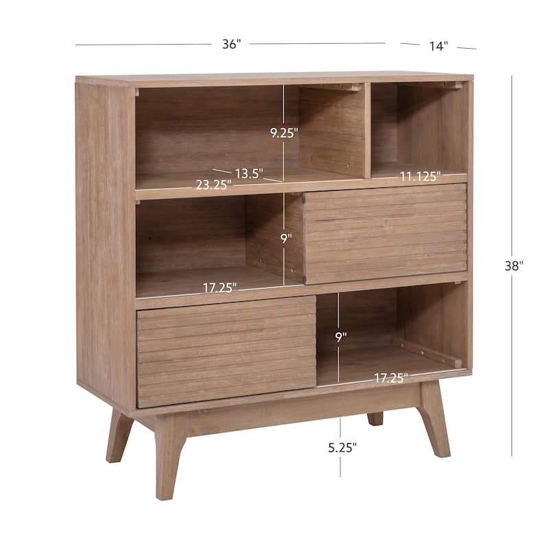 Whitney Wood Bookcase with Sliding Doors