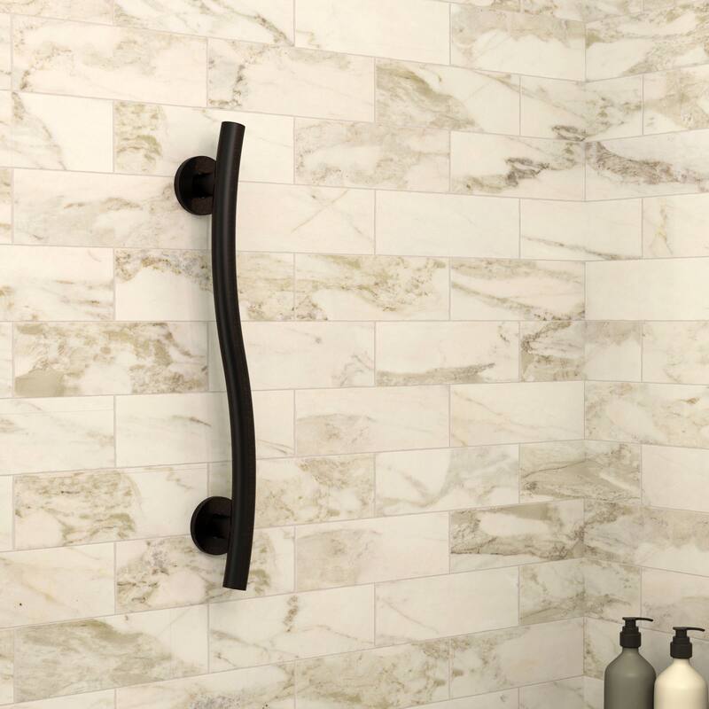 Keeney Wave Designer Grab Bar 1.25 Dia x 16 in., Oil Rubbed Bronze