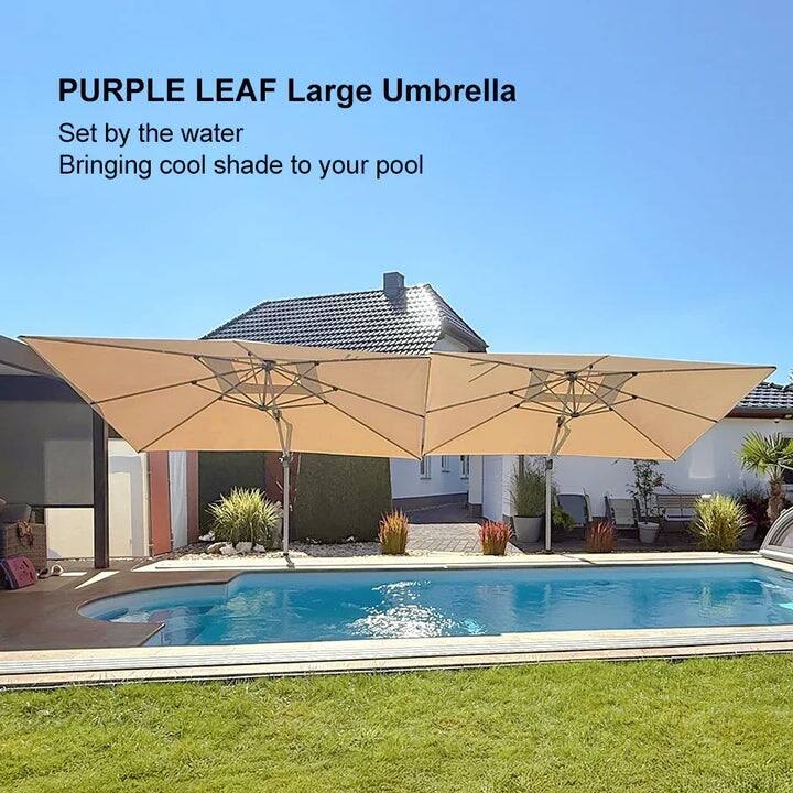 PURPLE LEAF 10 x 13ft Outdoor Rectangle Large Cantilever Umbrella with Base