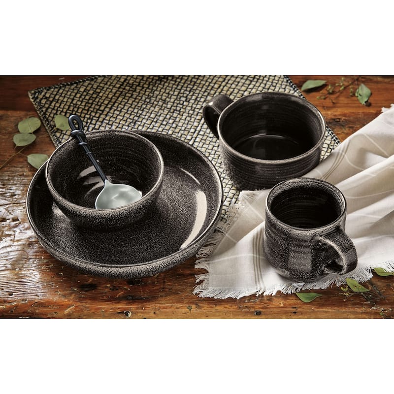 Loft Textured Reactive Glaze Stoneware Bowl Black 17 oz. Dishwasher Safe