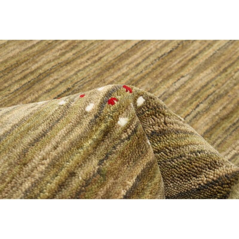 ECARPETGALLERY Hand Loomed Kashkuli Gabbeh Olive Wool Rug - 3'0 x 4'8
