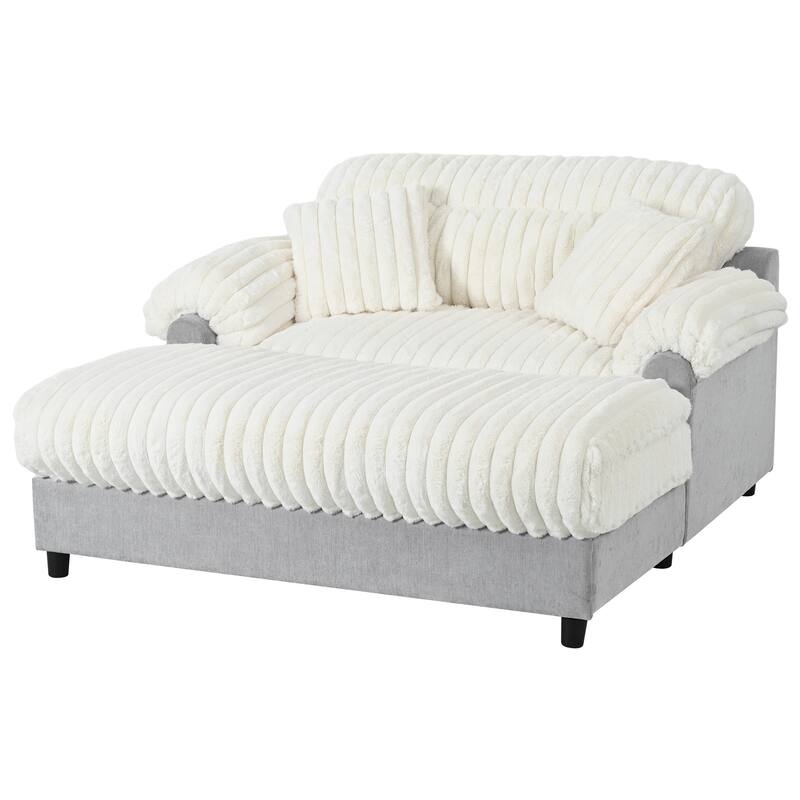 Roomfitters Chaise Lounge Sofa 65.25" Cloud Plush Upholstered Sofa Couch with Two Pillows, Cozy Living Room Furniture
