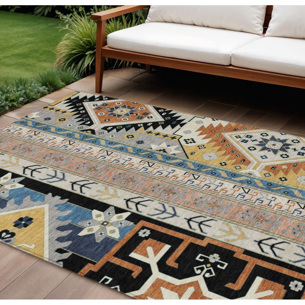 HomeRoots Aztec Transitional Rectangle Outdoor Rug