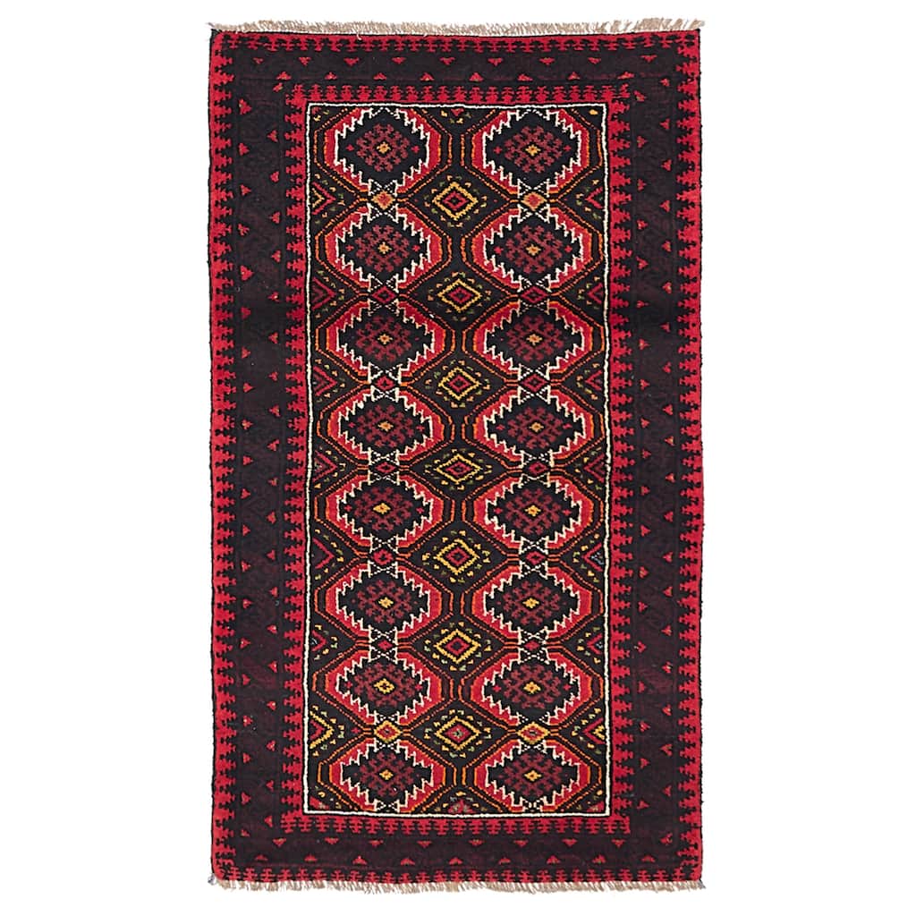 ECARPETGALLERY Hand-knotted Baluch Black, Red Wool Rug - 2'11 x 5'1