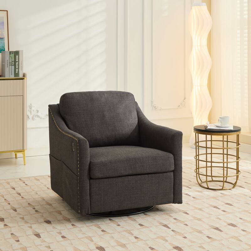 Modern 30.3" Upholstered Accent Chair with USB and Side Pocket for Living Room