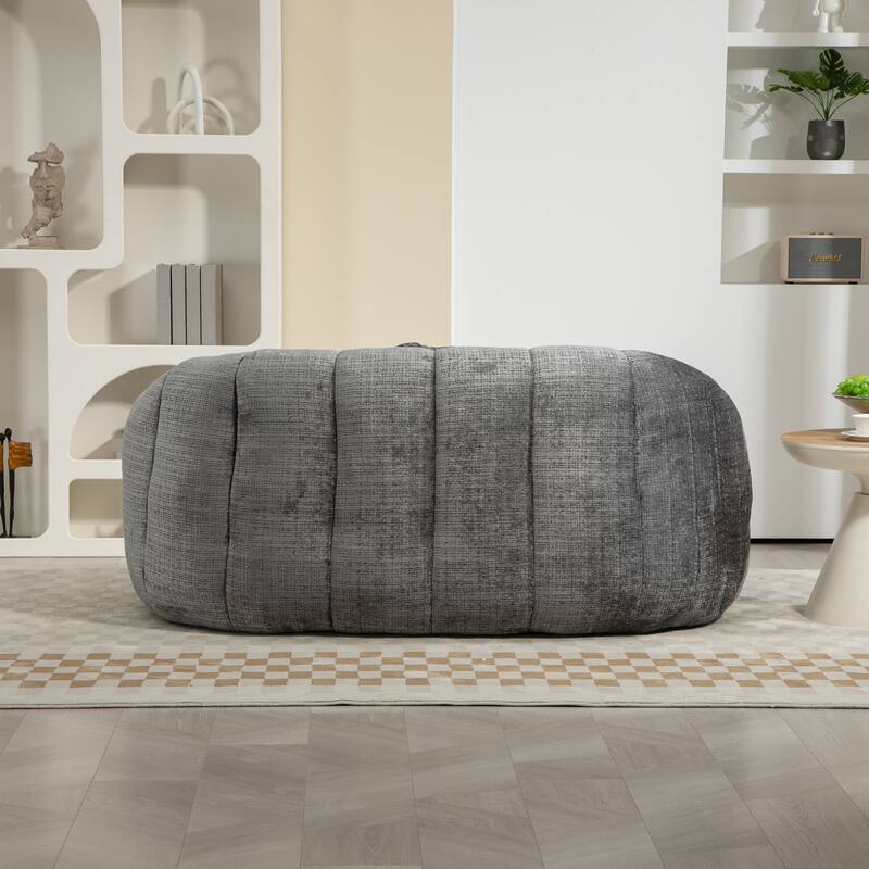 Gray Modern 63.78" Chenille Upholstered Lounge Chair with High Density Foam Filling and Pillows