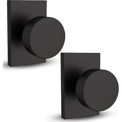Mega Handles LAURA Dummy Round Door Knob with Slim Square Plate | Non-Turning, Reversible Handing | Easy to Install
