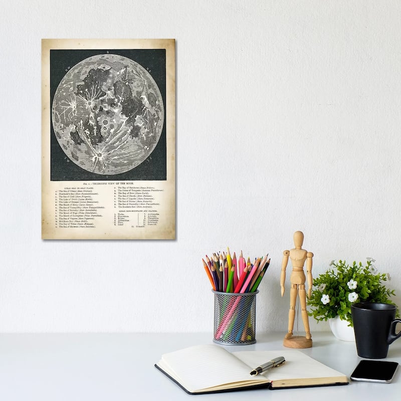 iCanvas "Moon Map" by PatentPrintStore Canvas Print - 12x8x0.75