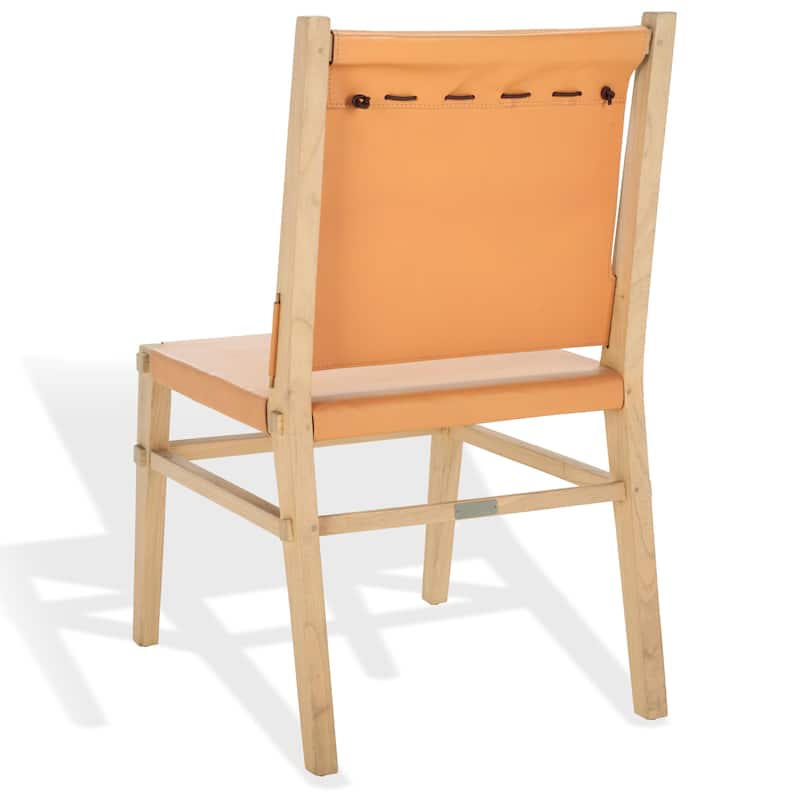 SAFAVIEH COUTURE Catriella Leather Dining Chair (Set of 2) - 21"W x 26"D x 37"H