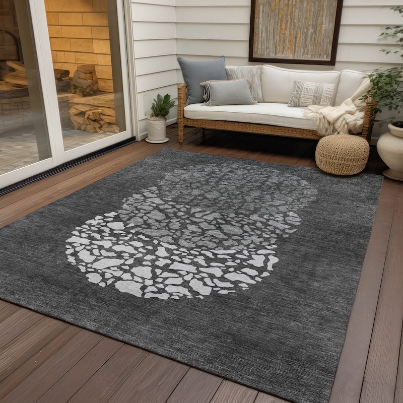 Machine Washable Indoor/ Outdoor Chantille Modern Mosaic Rug