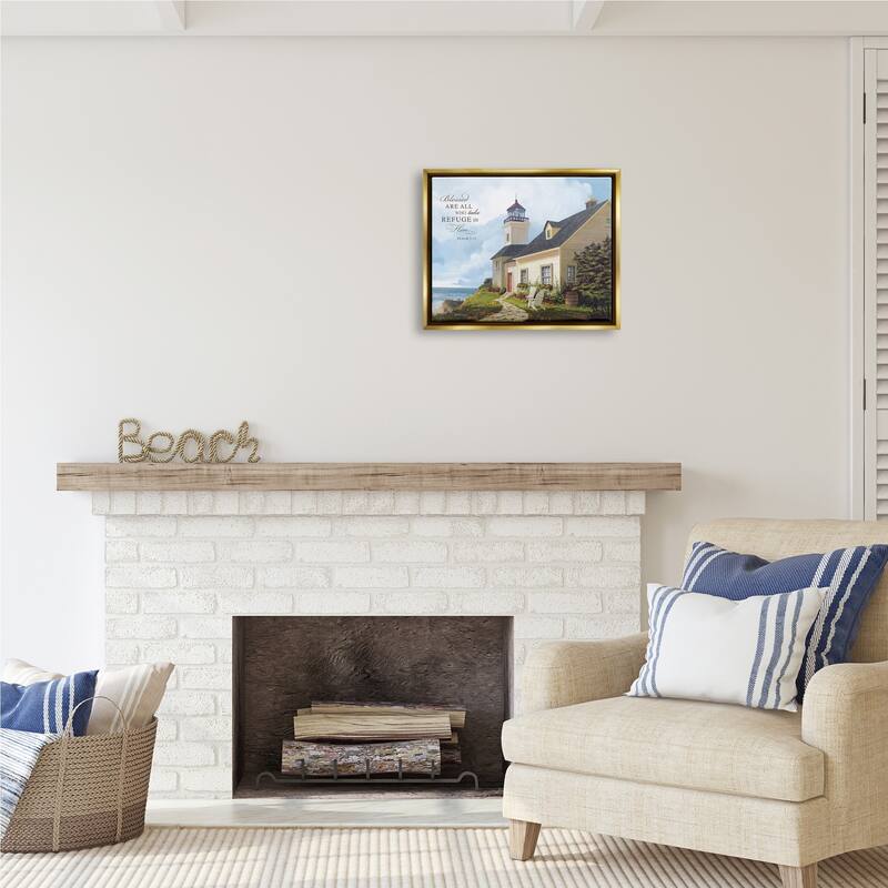 Stupell Religious Proverb Coastal Scene Framed Floater Canvas Wall Art Design by Michael Humphries