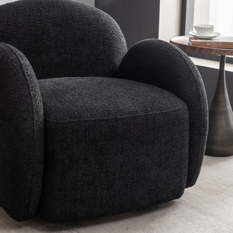SEYNAR Modern Glam Boucle Upholstered Swivel Accent Armchair, 360 Degree Swivel Barrel Chair Set of 2 for Living Room