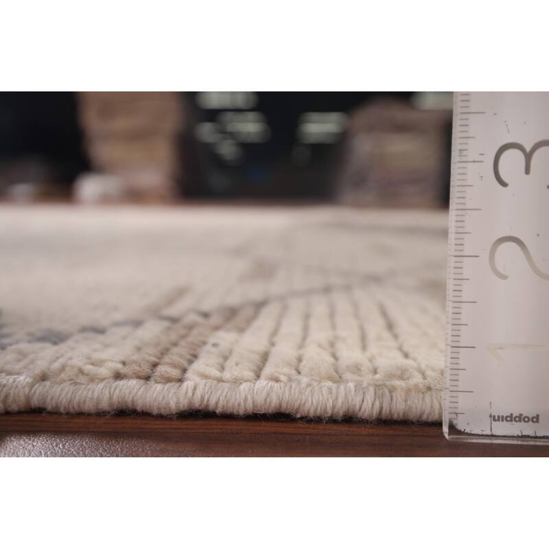 Trellis Ivory Moroccan Area Rug Handmade Wool Carpet - 5'11"x 10'3"