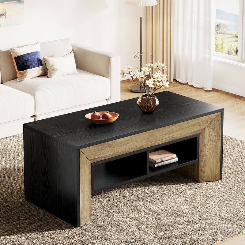 47.2" Rectangular Coffee Table, Modern Wood Center Table