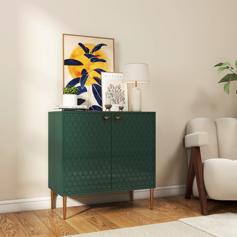 Hexagonal Pattern 2-door Storage Cabinet Buffet Cabinet Sideboard