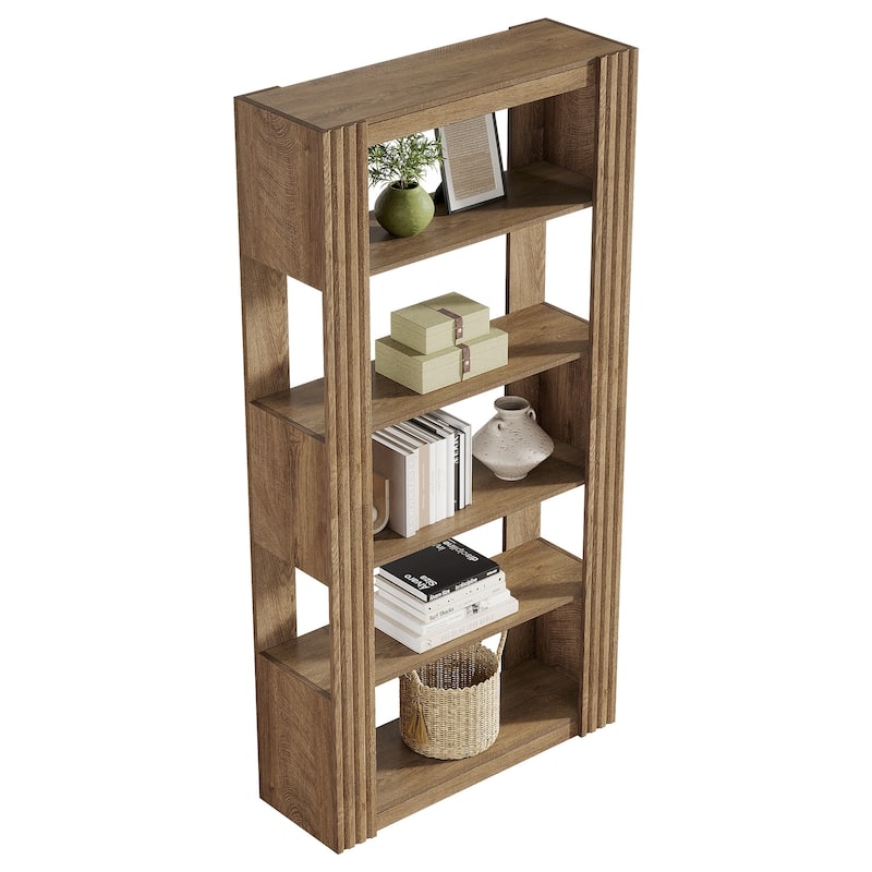 5-Tier Open Bookcase Bookshelf Floor Standing Wood Display Shelves