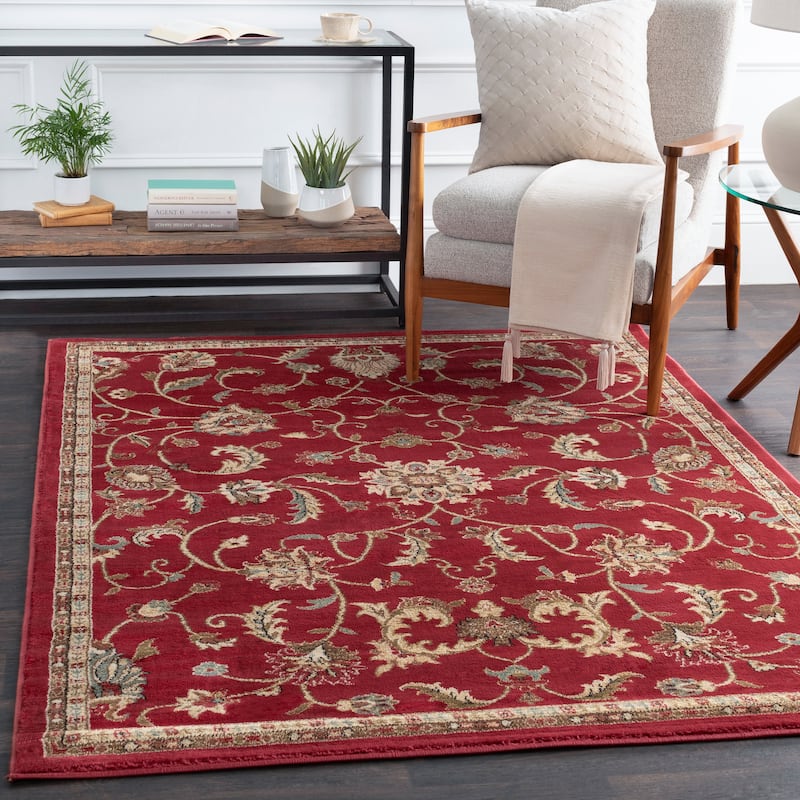 Livabliss Lanier Traditional Floral Area Rug - 3' x 7'2" - Red