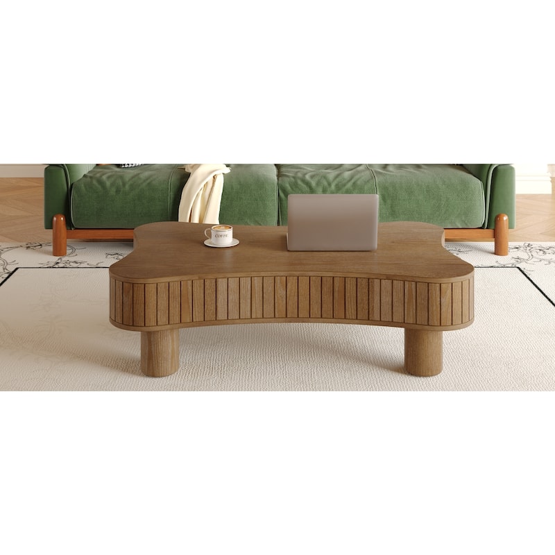 42" Modern Lift-Top Coffee Table – Fluted Design with Hidden Storage & Silent Hydraulic Mechanism‌