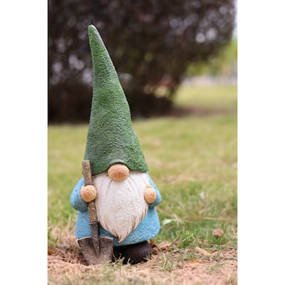 Gnome with Shovel Outdoor Garden Statue - 15.75"