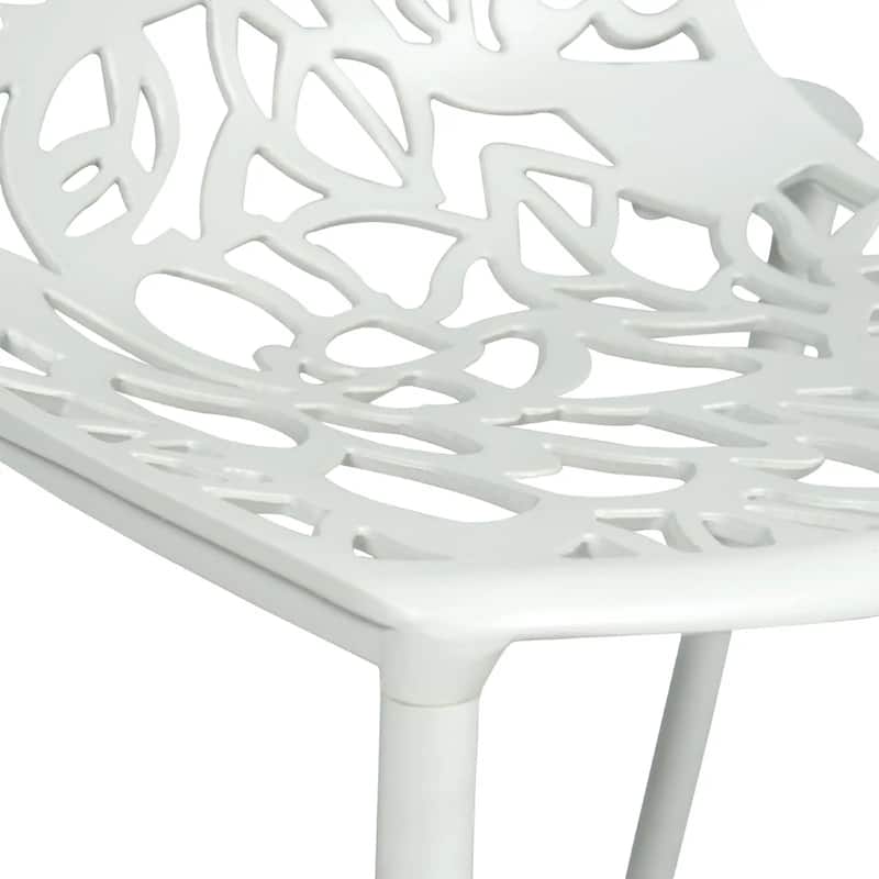 Devon Aluminum Floral Cutout Stackable Dining Chair for Dining Room, Patio, or Garden