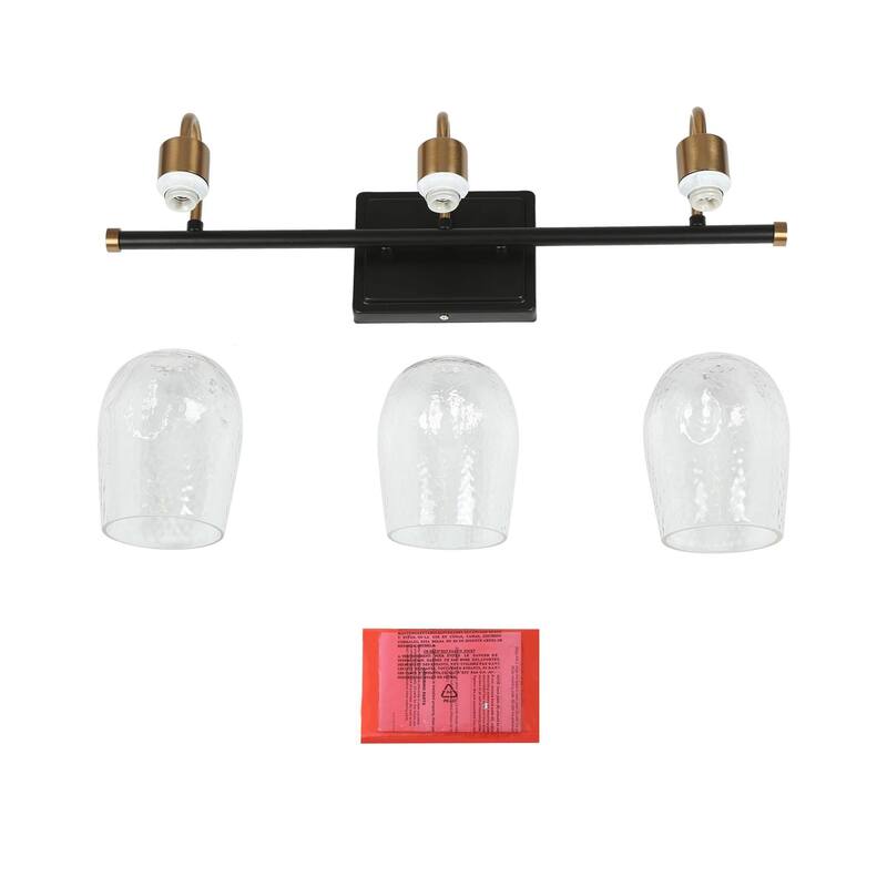 Modern 3-Light Black Gold Linear Bathroom Vanity Lights Wine Glass Wall Sconces