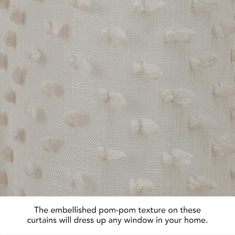 Creative Home Ideas Mia Embellished Sheer Grommet Window Curtain Panel Pair with Tiebacks,