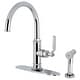 preview thumbnail 21 of 45, Kingston Brass Whitaker Single-Handle Deck Mount Kitchen Faucet with Brass Sprayer Polished Chrome