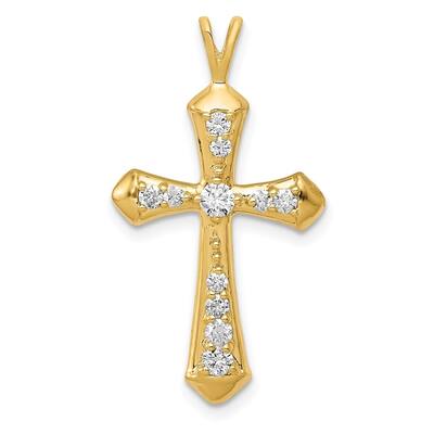 14k Yellow Gold Lab Grown Diamond SI1/SI2, G-H Cross Pendant