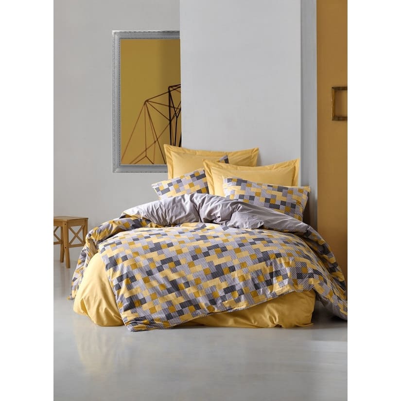 SUSSEXHOME Yellow Geometry Full Size Duvet Cover Set, Hypoallergenic