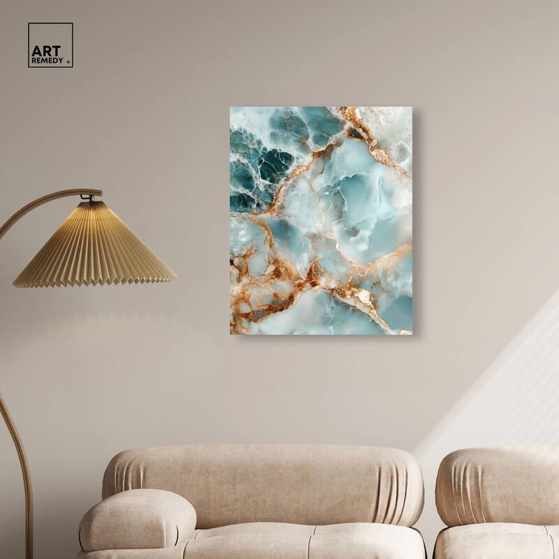 Teal Marble Majesty Canvas by Art Remedy, Gallery Wrapped