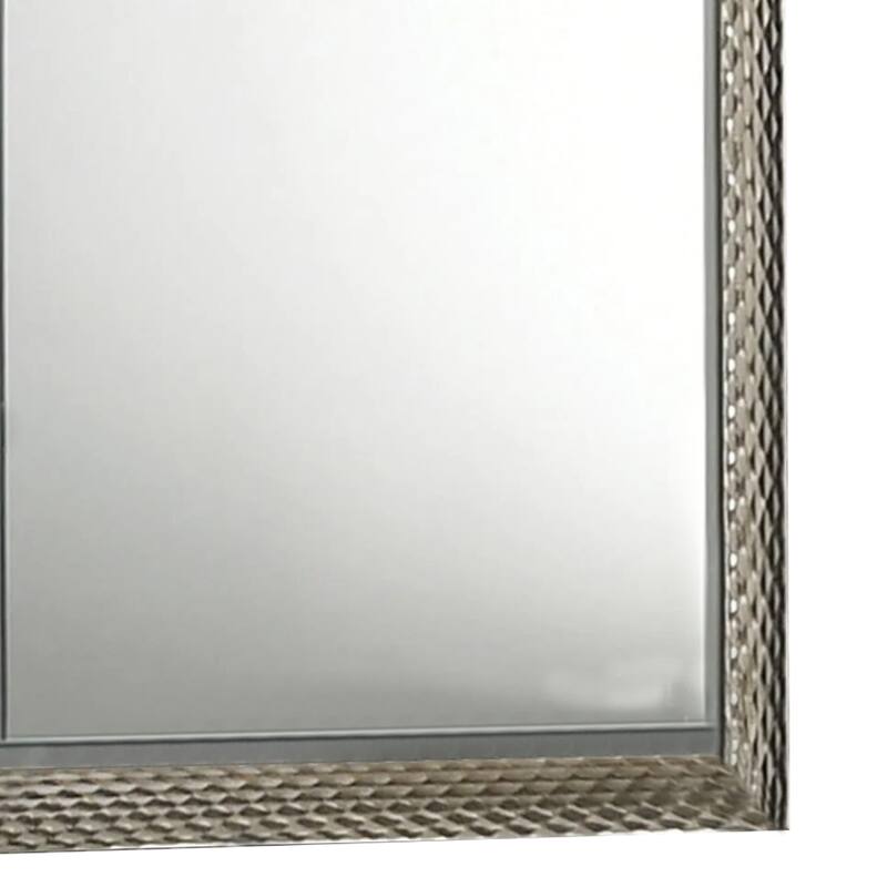 Vino 41 x 44 Dresser Mirror w LED, Glam Gray Wood, Silver Trim - Gray, Nickel