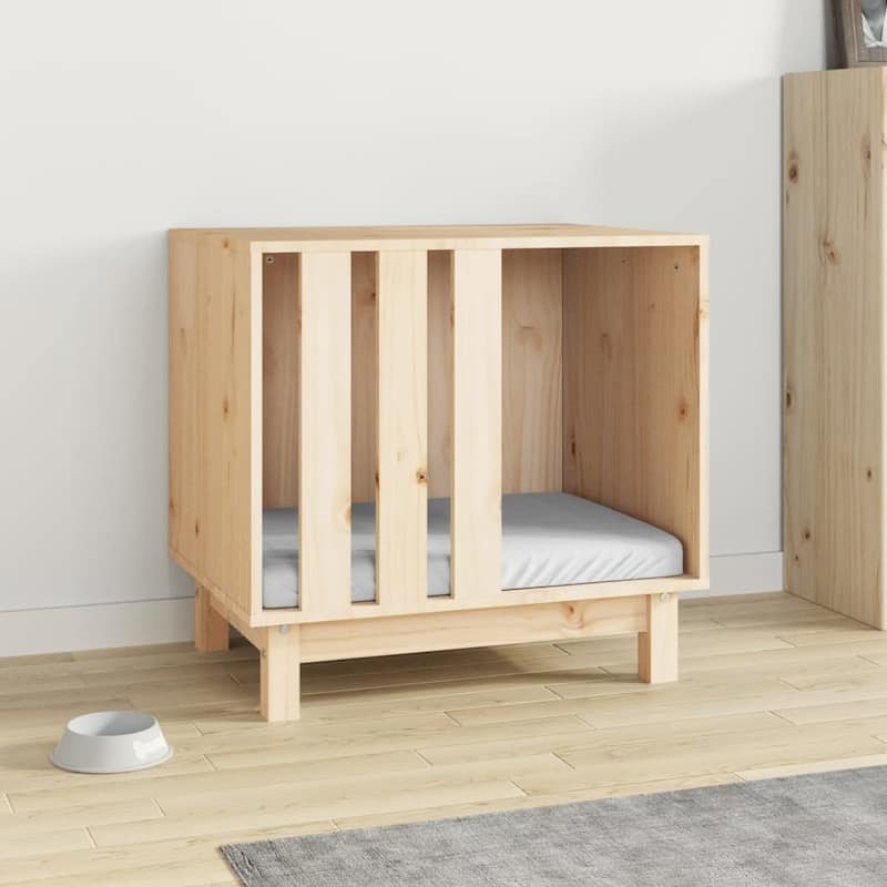 vidaXL Dog House Natural Wood Solid Pine Wood Medium Durable Dog House