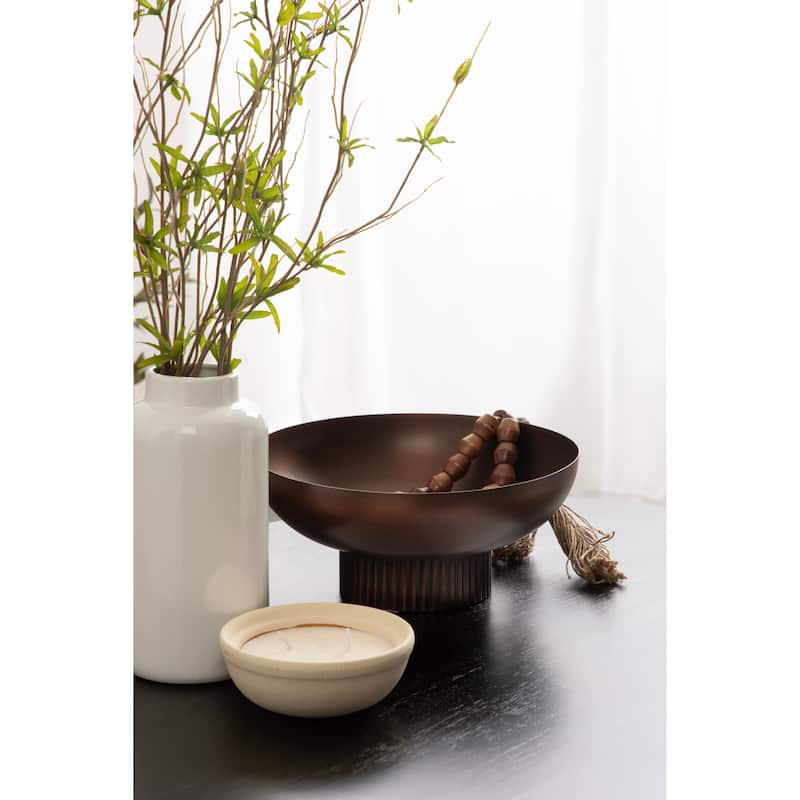 Kate and Laurel Rooks Ribbed Metal Bowl