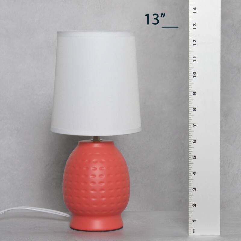 Petite Dimpled Ceramic Table Lamp with Tapered Shade - 12.5" - Orange