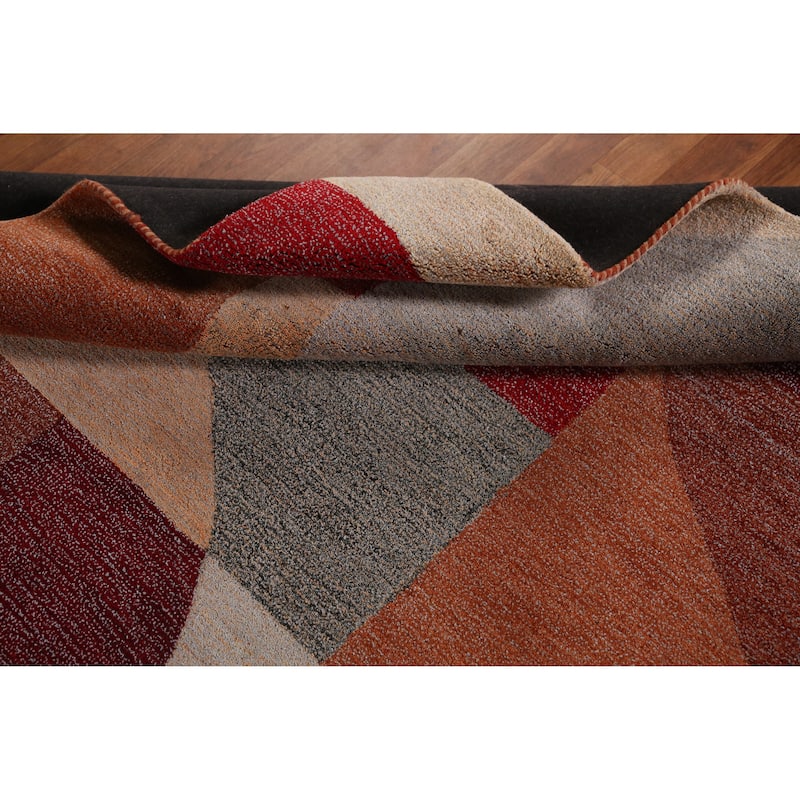 Contemporary Gabbeh Indian Rug Modern Geometric Handmade Wool Carpet - 5'3" x 7'7"