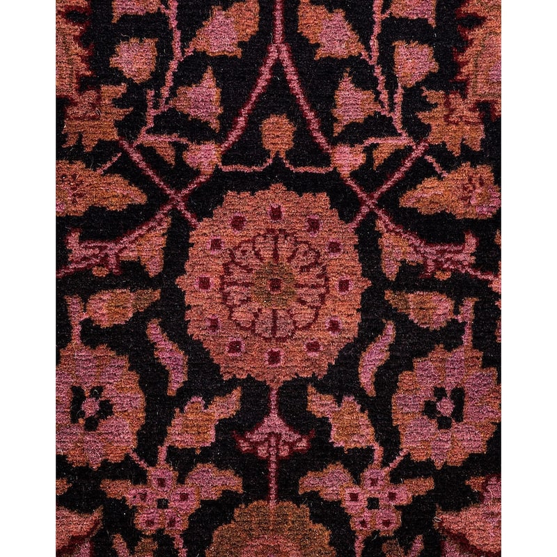 Overton Hand Knotted Wool Vintage Inspired Modern Contemporary Overdyed Pink Runner Rug - 3' 0" x 9' 1"