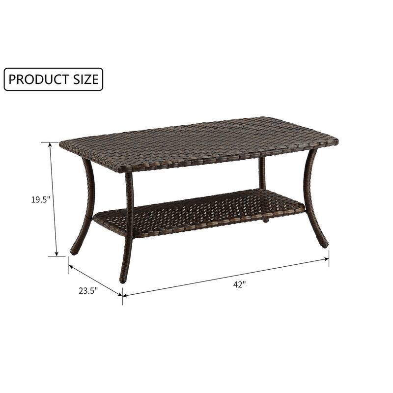 Outdoor Wicker Coffee Table, Patio Rattan Coffee Table