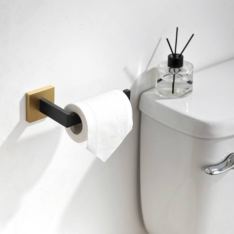 ANZZI 5-Piece Matte Black & Satin Brass Bathroom Accessories Set