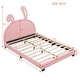 preview thumbnail 55 of 58, Roomfitters Twin Size Upholstered Leather Platform Bed with Rabbit Ornament, Stylish and Fun Design