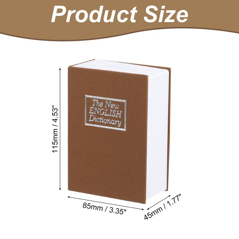 4.53" x 3.35" x 1.77" Diversion Book Safe, Hidden Storage Box with Key Lock - Brown