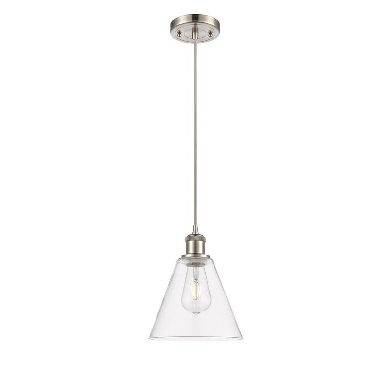 Innovations Lighting Ballston Berkshire 1 Light 8" Cord Hung Mini Pendant - Clear/Brushed Satin Nickel