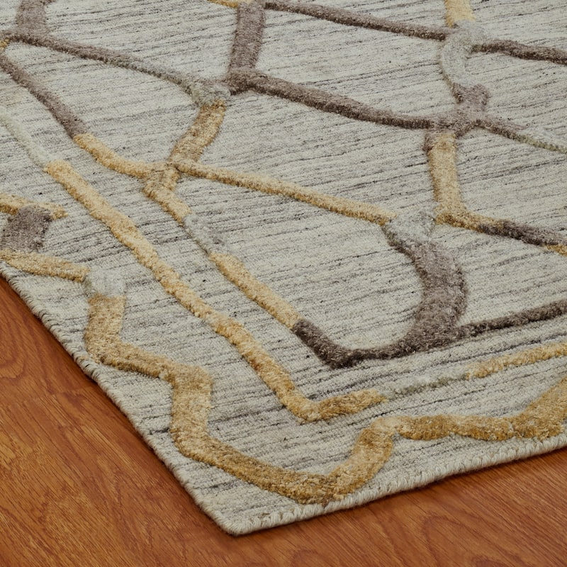 Modern Multi-Colored Hand-Loomed Wool & Viscose Area Rug