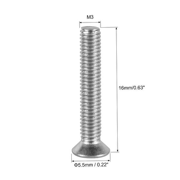 Flat Head Machine Screws Inner Hex Screw Stainless Steel Bolts 50Pcs