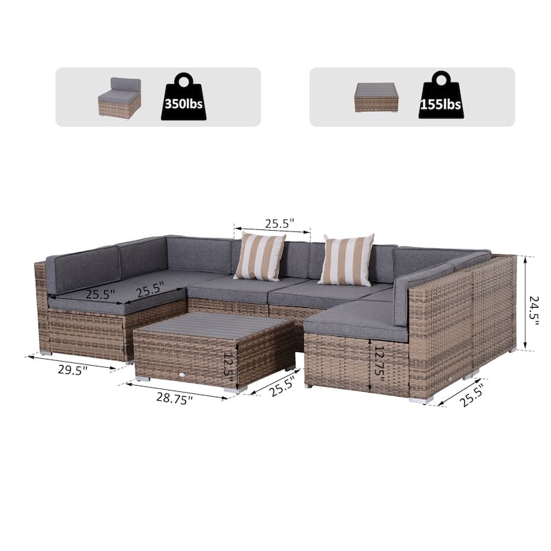 Outsunny 7-Piece Outdoor Wicker Patio Furniture Set