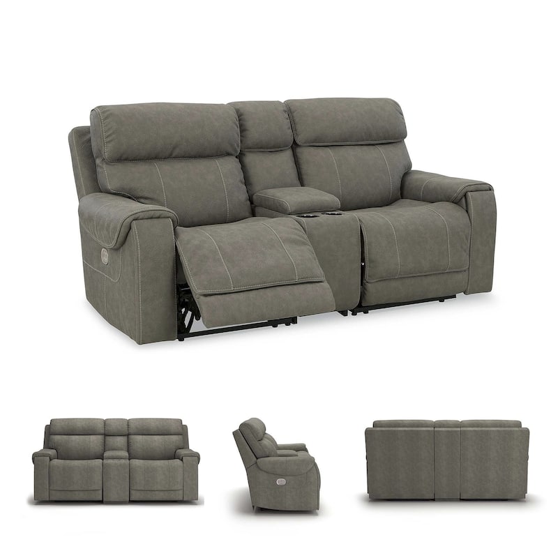 Signature Design by Ashley Starbot Gray 3-Piece Power Reclining Sectional Loveseat with Console - 87"W x 42"D x 42"H