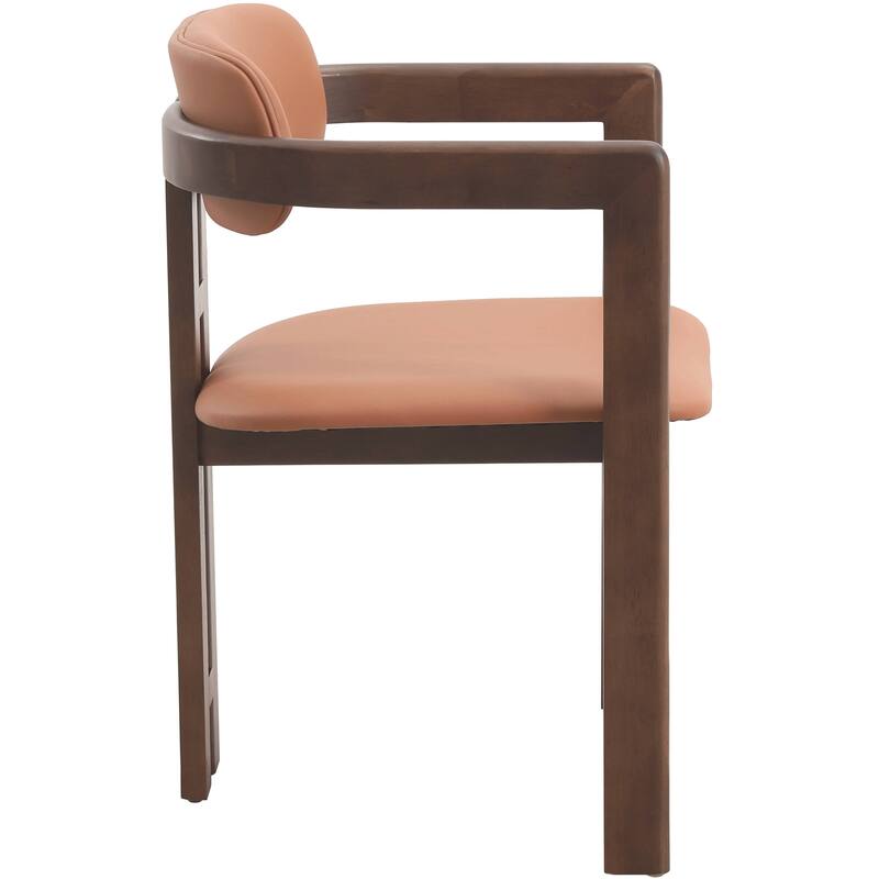Dining Chairs Upholstered Leather Seats in Rubberwood Set of 4 Arm Chairs Open Back Design